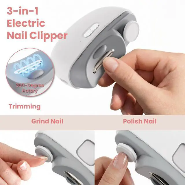 Alt view image 2 of 7 - Electric Nail Clipper, Upgraded Electric Nail File with Adjustable Speeds, Automatic Nail Trimmer with LED Light & Storage, Safe for Baby Kids Adults Seniors, Gifts for Women Men Mom Senior