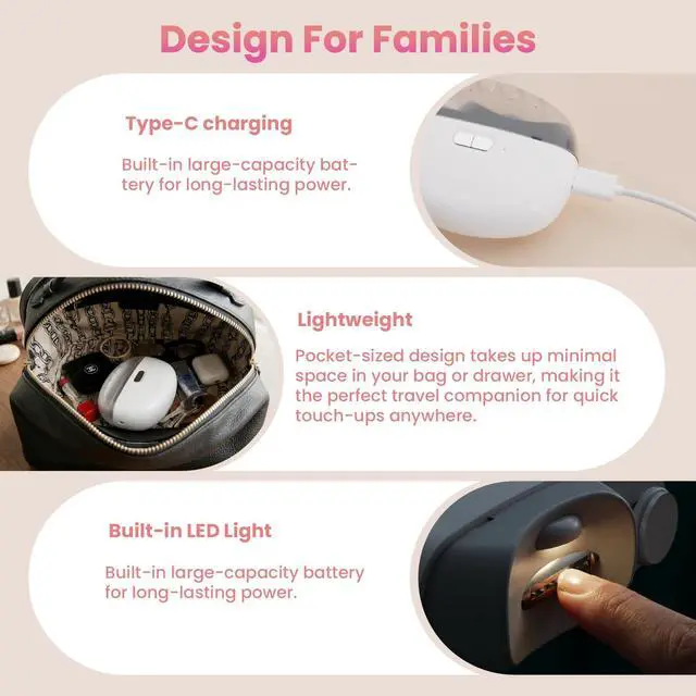 Alt view image 3 of 7 - Electric Nail Clipper, Upgraded Electric Nail File with Adjustable Speeds, Automatic Nail Trimmer with LED Light & Storage, Safe for Baby Kids Adults Seniors, Gifts for Women Men Mom Senior