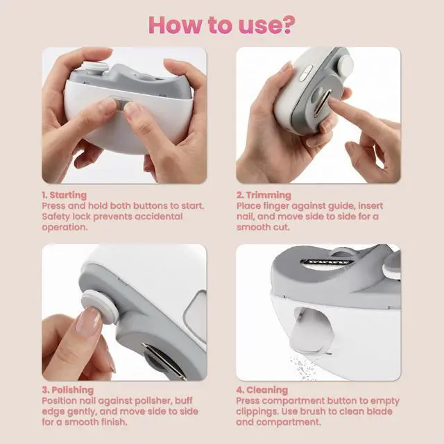 Alt view image 5 of 7 - Electric Nail Clipper, Upgraded Electric Nail File with Adjustable Speeds, Automatic Nail Trimmer with LED Light & Storage, Safe for Baby Kids Adults Seniors, Gifts for Women Men Mom Senior