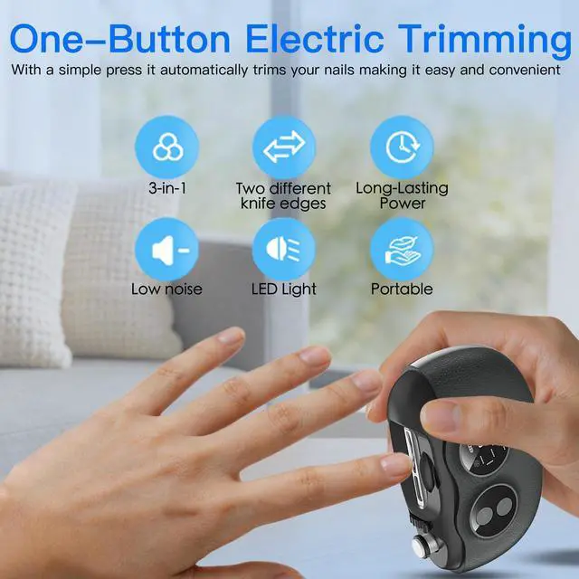 Alt view image 2 of 7 - Electric Nail Clipper, 3 in 1 Electric Nail Clippers with Interchangeable Heads, Built-in Magnifier, Dual Polishing Modes, LCD Display, Debris Storage, for Seniors, Adults, Kids