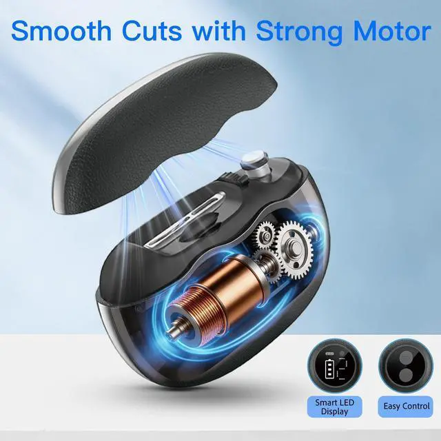 Alt view image 4 of 7 - Electric Nail Clipper, 3 in 1 Electric Nail Clippers with Interchangeable Heads, Built-in Magnifier, Dual Polishing Modes, LCD Display, Debris Storage, for Seniors, Adults, Kids