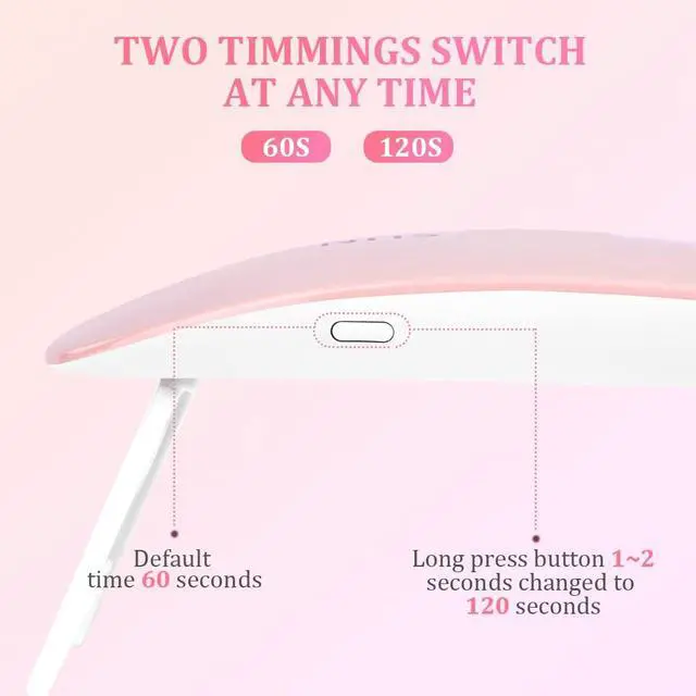 Alt view image 3 of 7 - Mini Gel Nail Lamp, Portable Professional 6W UV LED Gel Nail Dryer with USB, Curing Lamp Professional Nail Art Tool Accessory for All Gel Nail Polish, Mother Gifts