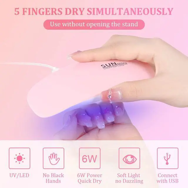 Alt view image 2 of 7 - Mini Gel Nail Lamp, Portable Professional 6W UV LED Gel Nail Dryer with USB, Curing Lamp Professional Nail Art Tool Accessory for All Gel Nail Polish, Mother Gifts