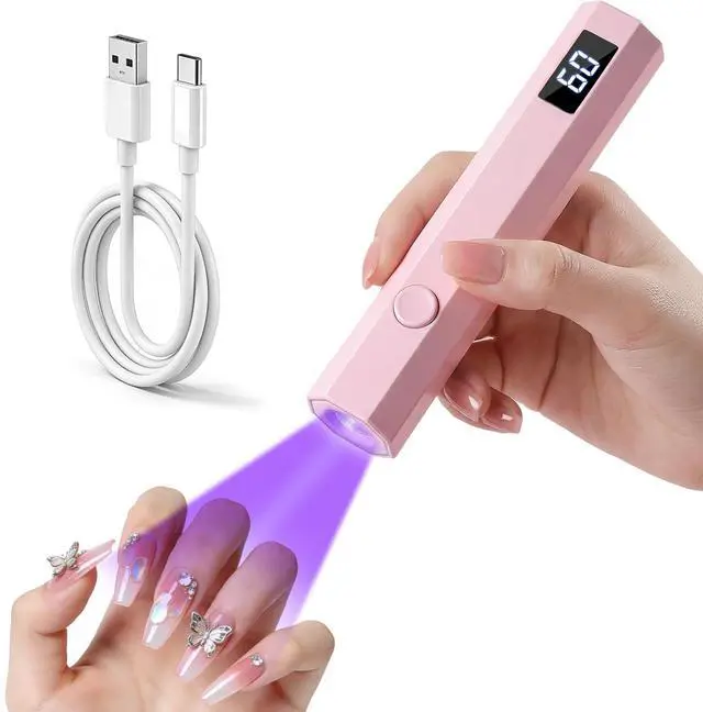 Main image of Handheld UV Nail Light for Gel Nails, Flash Cure Nail Lamp with LED Display, Mini Led Nail Lamp Pen Settings 20/60s Timer, Hand Held Nail Light for Glue Polish Home Salon DlY