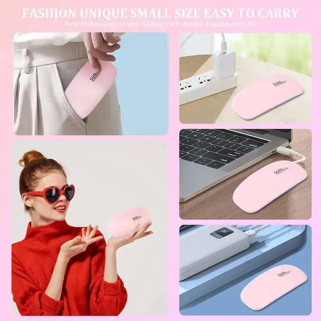 Alt view image 6 of 7 - Mini Gel Nail Lamp, Portable Professional 6W UV LED Gel Nail Dryer with USB, Curing Lamp Professional Nail Art Tool Accessory for All Gel Nail Polish, Mother Gifts