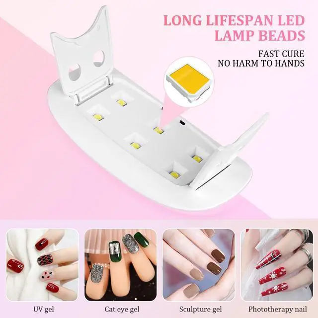 Alt view image 5 of 7 - Mini Gel Nail Lamp, Portable Professional 6W UV LED Gel Nail Dryer with USB, Curing Lamp Professional Nail Art Tool Accessory for All Gel Nail Polish, Mother Gifts