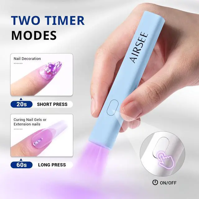 Alt view image 4 of 7 - Mini Portable Handheld UV Light for Gel Nails, Home & Travel,Blue