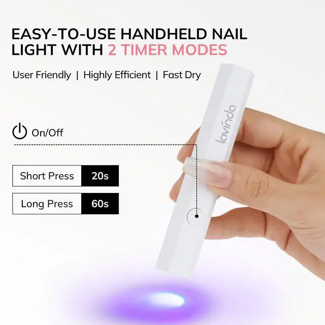 Alt view image 3 of 7 - Handheld UV Light for Gel Nails, Fast Curing Cordless UV Nail Lamp