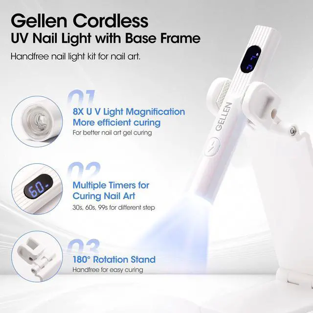 Alt view image 2 of 7 - UV Light for Gel Nails, Mini Cordless UV Nail Lamp with Stand