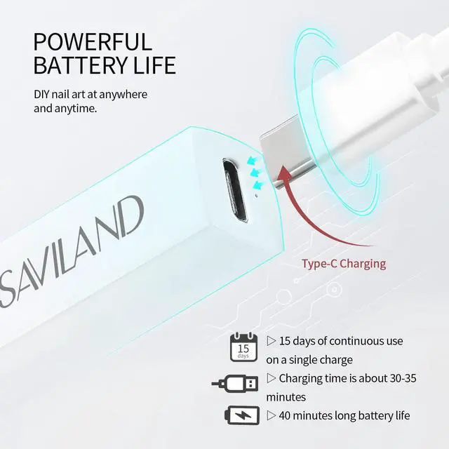 Alt view image 5 of 7 - HandHeld U V Light for Nail Portable Rechargeable Nail Lamp White