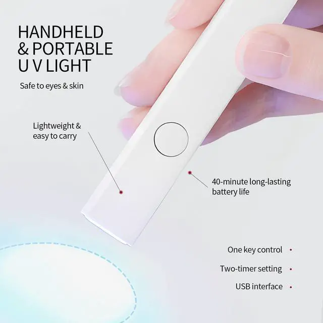 Alt view image 6 of 7 - HandHeld U V Light for Nail Portable Rechargeable Nail Lamp White