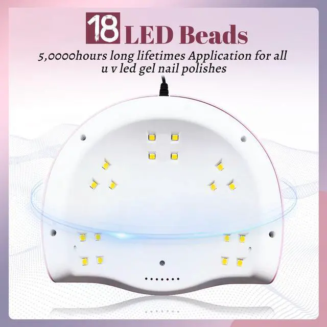 Alt view image 6 of 7 - UV LED Nail Lamp 54W, Professional Nail Dryer Gel Polish Light, UV Light with 3 Timer Setting, Curing Gel LED Dryer, Art Tools with Automatic Sensor, LCD Display