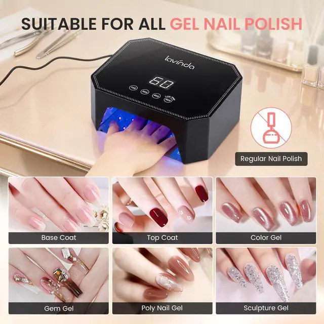 Alt view image 6 of 7 - 54W UV Nail Lamp, Plug-in UV Lamp for Gel Light 4Timers&AutoSens