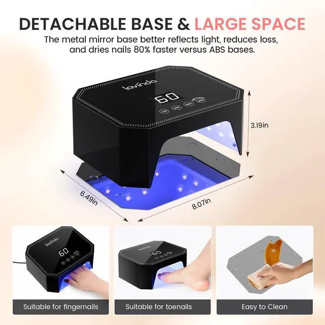 Alt view image 7 of 7 - 54W UV Nail Lamp, Plug-in UV Lamp for Gel Light 4Timers&AutoSens