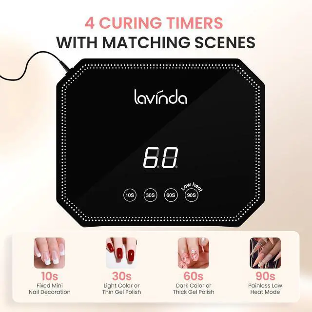 Alt view image 5 of 7 - 54W UV Nail Lamp, Plug-in UV Lamp for Gel Light 4Timers&AutoSens