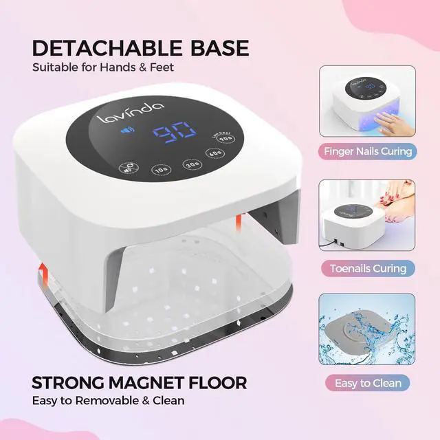 Alt view image 5 of 7 - UV Light for Nails, Plug-in 54W LED Nail Lamp for Acrylic Gel Polish Nail with Large LCD Display, Professional UV Nail Light Fast Curing Lamp Nail Dryer with 4 Timers for Women Girl Mom