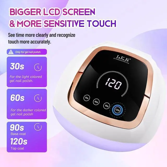 Alt view image 3 of 6 - 268W UV LED Nail Lamp, Nail Dryer for Gel Polish, 4 Timers Curing Lamp Professional Nail Light, 66Pcs Uv Beads and Automatic Sensor (Black)