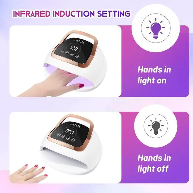 Alt view image 5 of 6 - 268W UV LED Nail Lamp, Nail Dryer for Gel Polish, 4 Timers Curing Lamp Professional Nail Light, 66Pcs Uv Beads and Automatic Sensor (Black)