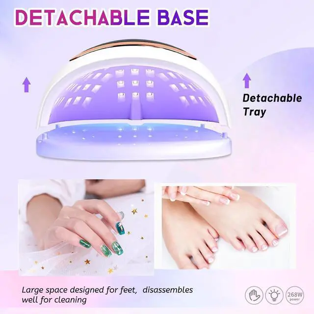 Alt view image 6 of 6 - 268W UV LED Nail Lamp, Nail Dryer for Gel Polish, 4 Timers Curing Lamp Professional Nail Light, 66Pcs Uv Beads and Automatic Sensor (Black)