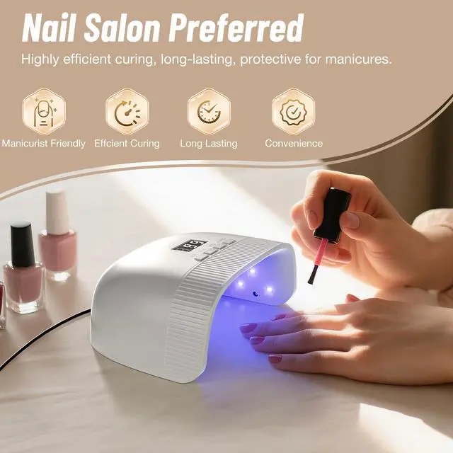 Alt view image 7 of 7 - UV Nail Lamp - Fast Drying, UV Light for Gel Nails with 30 Dual Lamp Beads, 4 Timer, LCD Display, Energy Efficient LED Nail Light for Home & Salon (White)