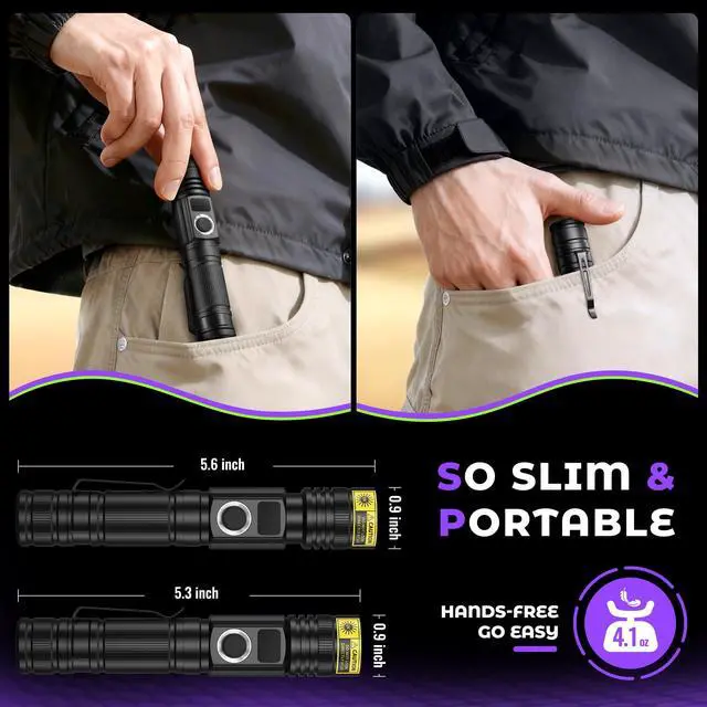 Alt view image 6 of 7 - Flashlight UV Black Light 395nm Super Bright LED Ultraviolet Light