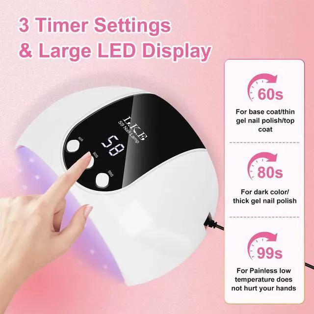 Alt view image 5 of 7 - 54W UV LED Nail Lamp, 3 Timers Fast Curing with Smart Sensor