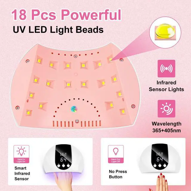 Alt view image 6 of 7 - 54W UV LED Nail Lamp, 3 Timers Fast Curing with Smart Sensor