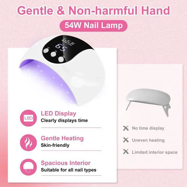 Alt view image 7 of 7 - 54W UV LED Nail Lamp, 3 Timers Fast Curing with Smart Sensor