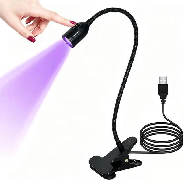 Main image of UV Nail Light LED Flash Cure Lamp,with Gooseneck and Clamp, for Gel Nails