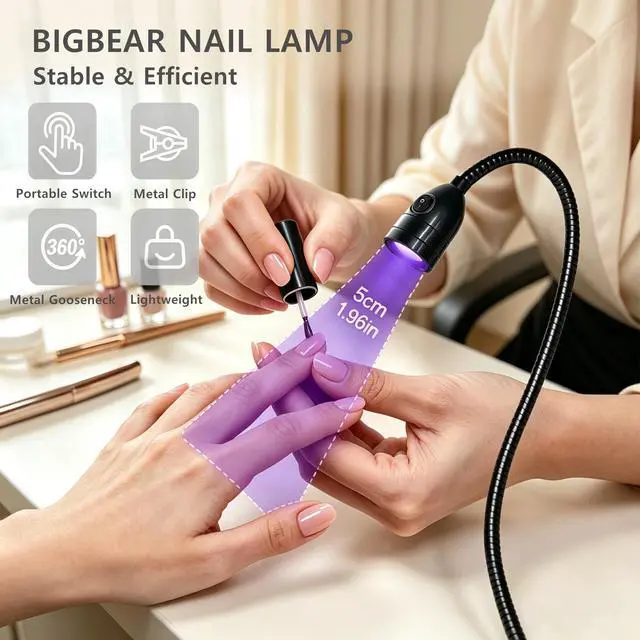 Alt view image 2 of 7 - UV Nail Light LED Flash Cure Lamp,with Gooseneck and Clamp, for Gel Nails