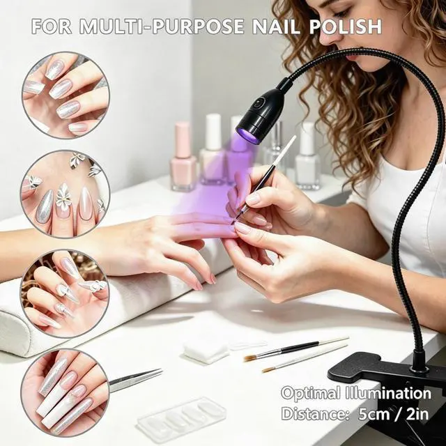 Alt view image 6 of 7 - UV Nail Light LED Flash Cure Lamp,with Gooseneck and Clamp, for Gel Nails