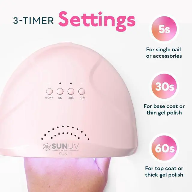 Alt view image 3 of 7 - UV Light for Gel Nails, Professional UV LED Nail Lamp SUNONE Pink