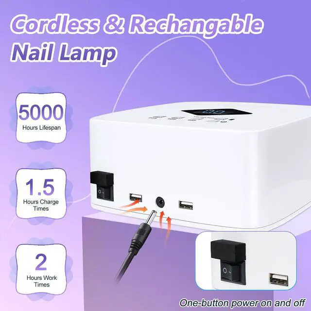 Alt view image 7 of 7 - Cordless UV LED Nail Lamp, 86W Professional UV Nail Lamp