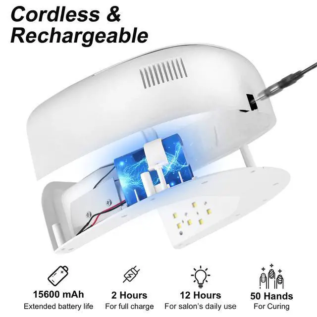 Alt view image 2 of 7 - 60W Rechargeable UV LED Nail Lamp, Faster Wireless Nail Dryer Gel Light