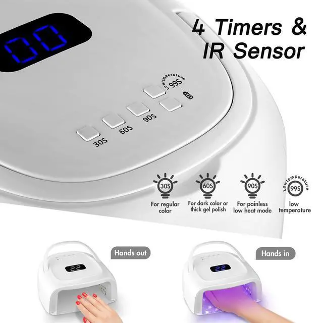 Alt view image 3 of 7 - 60W Rechargeable UV LED Nail Lamp, Faster Wireless Nail Dryer Gel Light