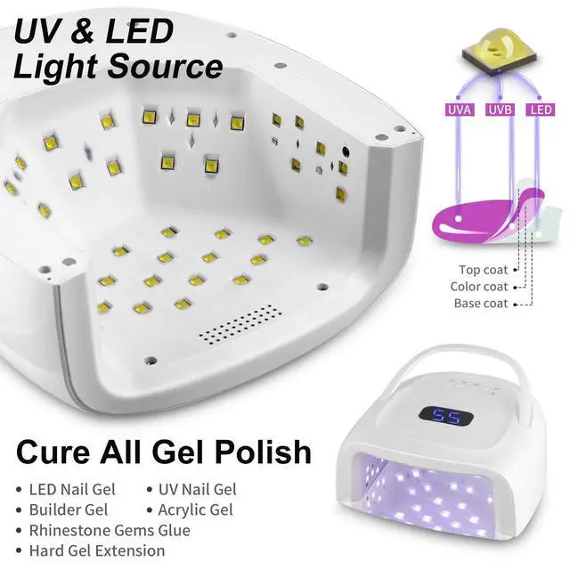 Alt view image 4 of 7 - 60W Rechargeable UV LED Nail Lamp, Faster Wireless Nail Dryer Gel Light