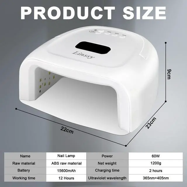 Alt view image 7 of 7 - 60W Rechargeable UV LED Nail Lamp, Faster Wireless Nail Dryer Gel Light