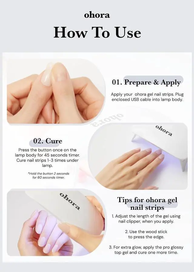 Alt view image 4 of 6 - Care LED Lamp for Semi Cured Gel Nail Strips - 6W Max, 2 Timers (45s / 60s), Portable Lamp for Curing Gel Nail Art, For Gel Stickers and Strips Only