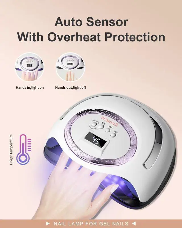 Alt view image 7 of 7 - Professional UV LED Nail Lamp, 66 LEDs Nail Dryer with Smart Sensor, Digital Display & 4 Timers, Fast Curing for Gel Polish, Rhinestone Glue, Solid & Liner Gel, for Home & Salon Use