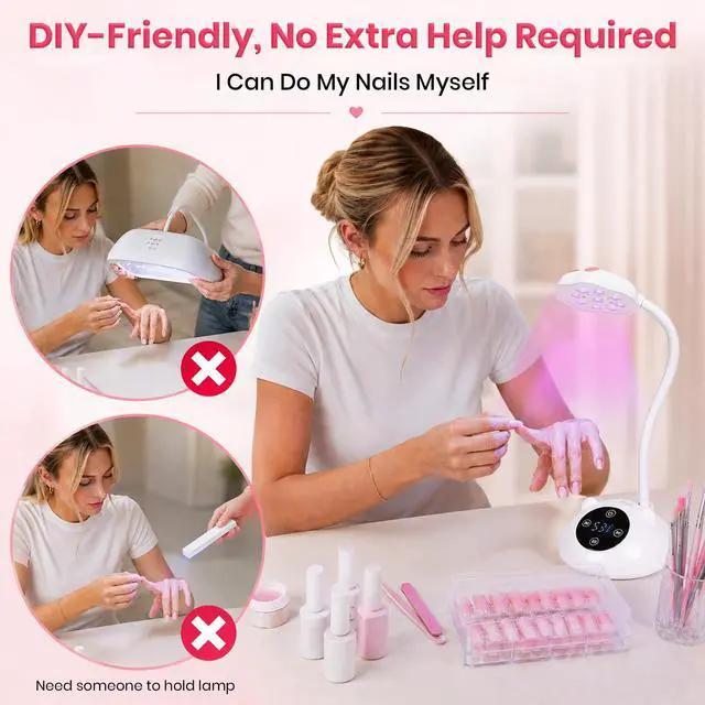 Alt view image 2 of 7 - Gooseneck Flash Cure Nail Lamp, Cordless 2000mAh UV Light MilkKitty