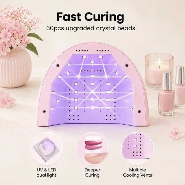 Alt view image 6 of 7 - UV Nail Lamp with 3 Timer Smart Sensor UV Light for Nails Pink