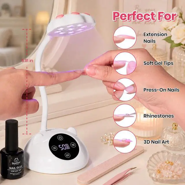 Alt view image 6 of 7 - Gooseneck Flash Cure Nail Lamp, Cordless 2000mAh UV Light MilkKitty