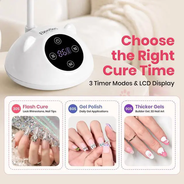 Alt view image 7 of 7 - Gooseneck Flash Cure Nail Lamp, Cordless 2000mAh UV Light MilkKitty
