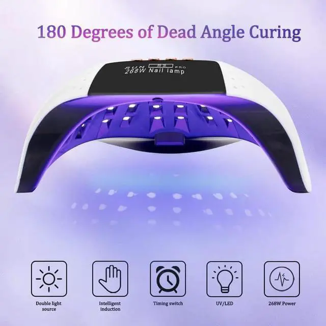 Alt view image 2 of 7 - 268W UV LED Nail Lamp, Nail Dryer for Gel Polish, 4 Timers UV Nail Lamp Professional Nail Light, 57Pcs Lamp Beads and Automatic Sensor(White)