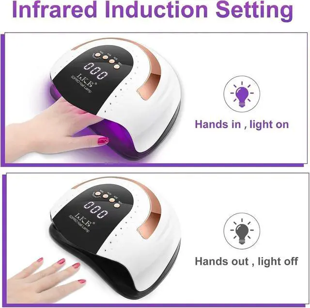 Alt view image 5 of 7 - 268W UV LED Nail Lamp, Nail Dryer for Gel Polish, 4 Timers UV Nail Lamp Professional Nail Light, 57Pcs Lamp Beads and Automatic Sensor(White)