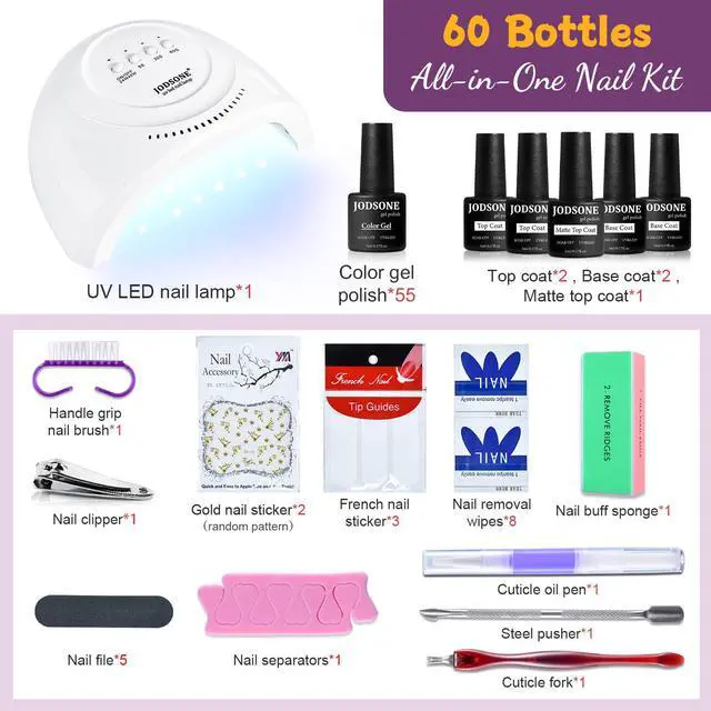 Alt view image 2 of 7 - Gel Nail Polish Kit 60 PCS with U V Light Soak off Base Top Coat 55 Shine Colors Gel Nail Kit Bright and Dark Brown Wine Red Series Manicure Set for Women and Girls