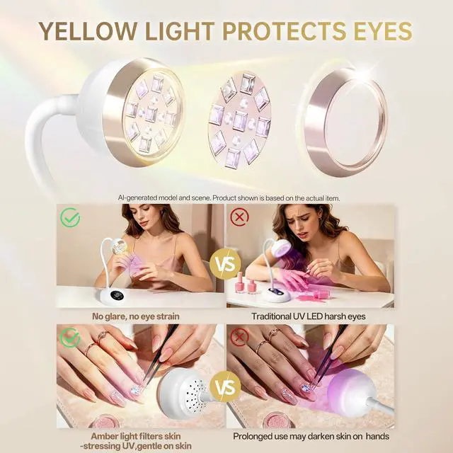 Alt view image 3 of 7 - UV Nail Lamp, LED Auto Sensor Yellow Light Flash Cure Nail Lamp