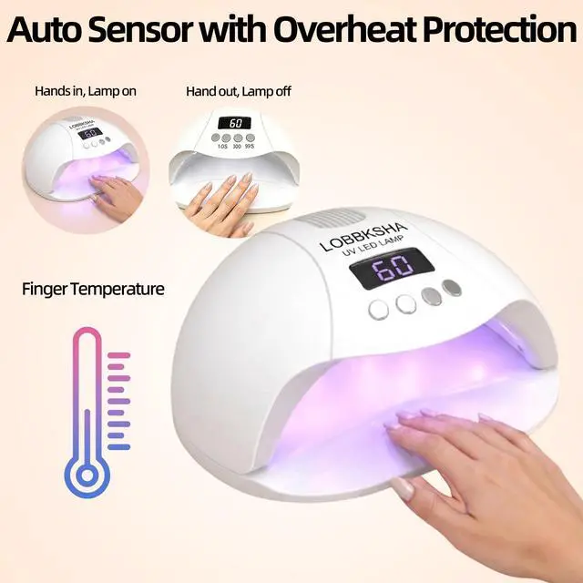 Alt view image 4 of 6 - UV LED Nail Lamp, 280W Fast Curing Gel Nail Dryer for Gel Polish, Rhinestone Glue, Solid & Liner Gel, 4 Timers & Spacious Chamber with Smart Sensor, Professional 45Pcs LEDs for Home Salon Use