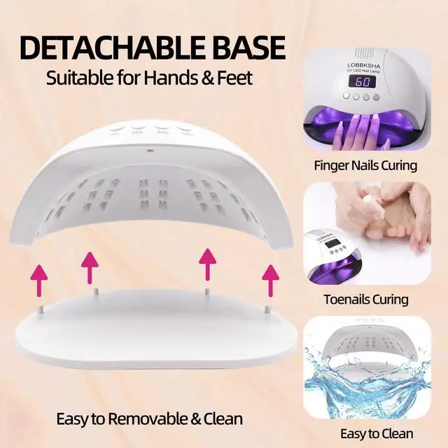 Alt view image 6 of 6 - UV LED Nail Lamp, 280W Fast Curing Gel Nail Dryer for Gel Polish, Rhinestone Glue, Solid & Liner Gel, 4 Timers & Spacious Chamber with Smart Sensor, Professional 45Pcs LEDs for Home Salon Use