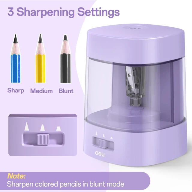 Alt view image 3 of 6 - Electric Pencil Sharpener, Automatic Pencil Sharpeners, Purple Suitable for No.2 Pencils Colored Pencils, USB & Battery Operated Pencil Sharpener for School, Home, Office, Classroom